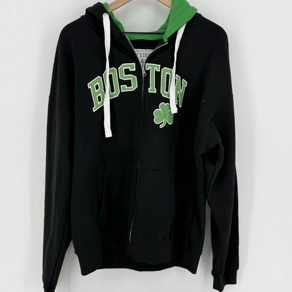 Bay State apparel Boston St. Patrick’s Day Zip Up Hoodie Men’s L Shamrock - Picture 1 of 5